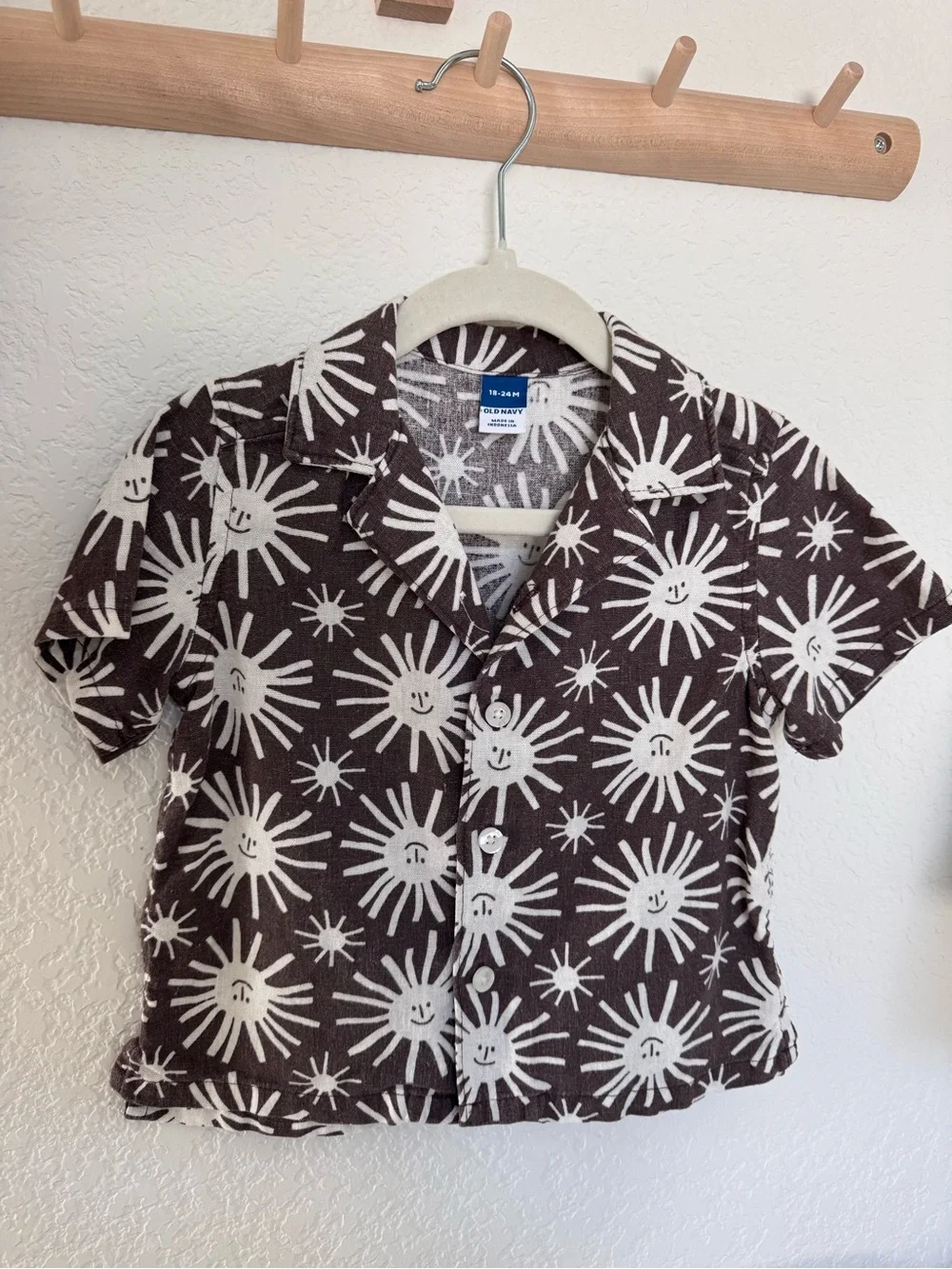 Smiley Suns Toddler Linen Blend Button Down